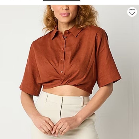 Worthington Button-down Crop Top - Picture 1 of 2